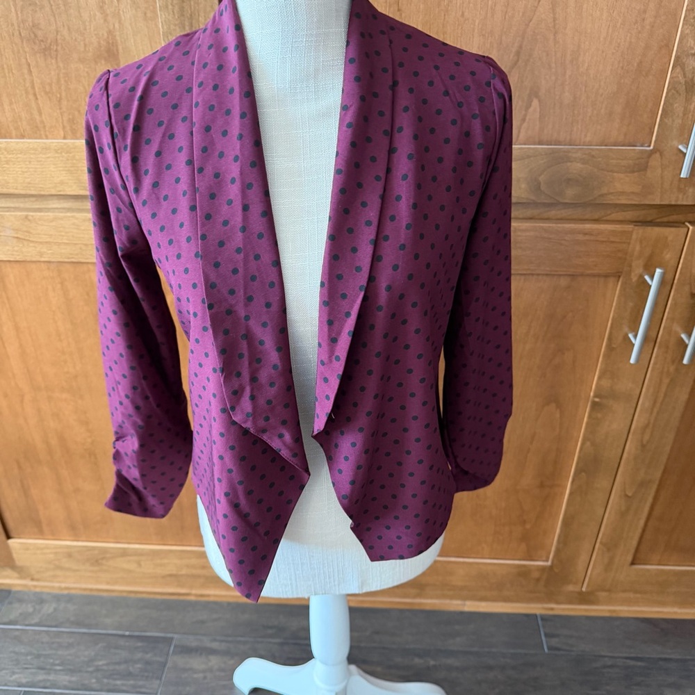 Love Tree || purple polka dot crepe blazer